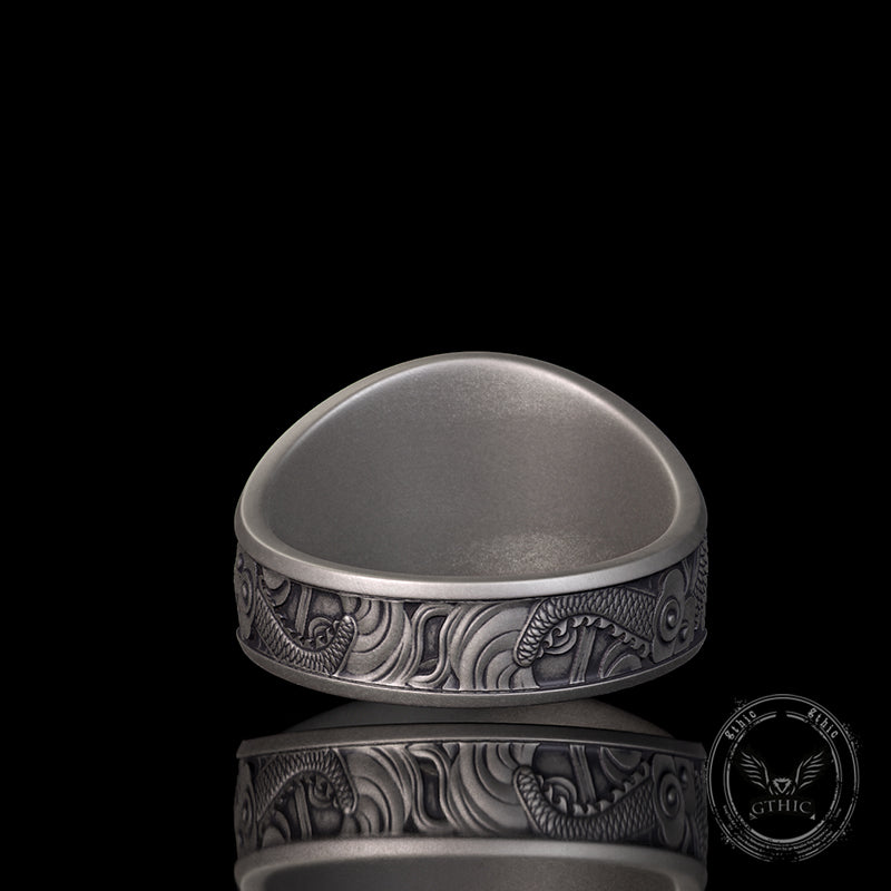 Lucky Cloud Chinese Dragon Sterling Silver Ring