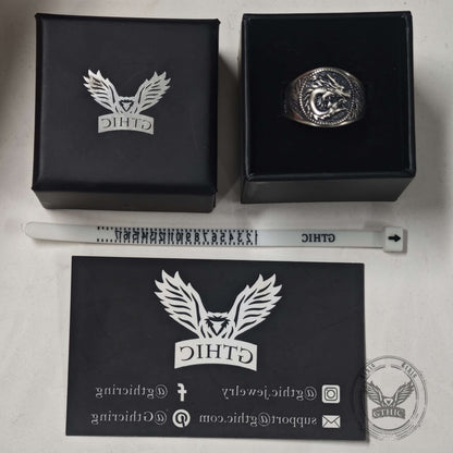 Lucky Cloud Chinese Dragon Sterling Silver Ring