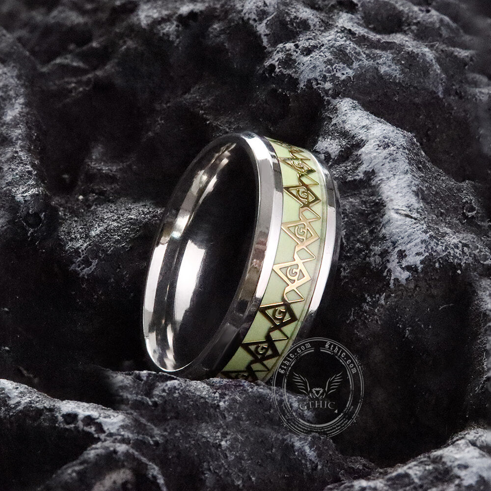 Luminous Ag Stainless Steel Masonic Ring