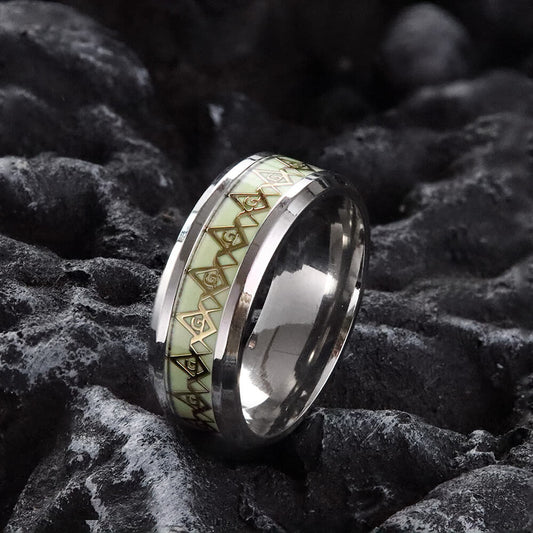 Luminous Ag Stainless Steel Masonic Ring