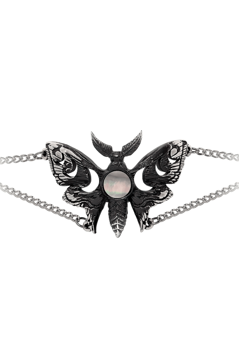 Lunar Moth Bracelet With Mother of Pearl and Moon Phases