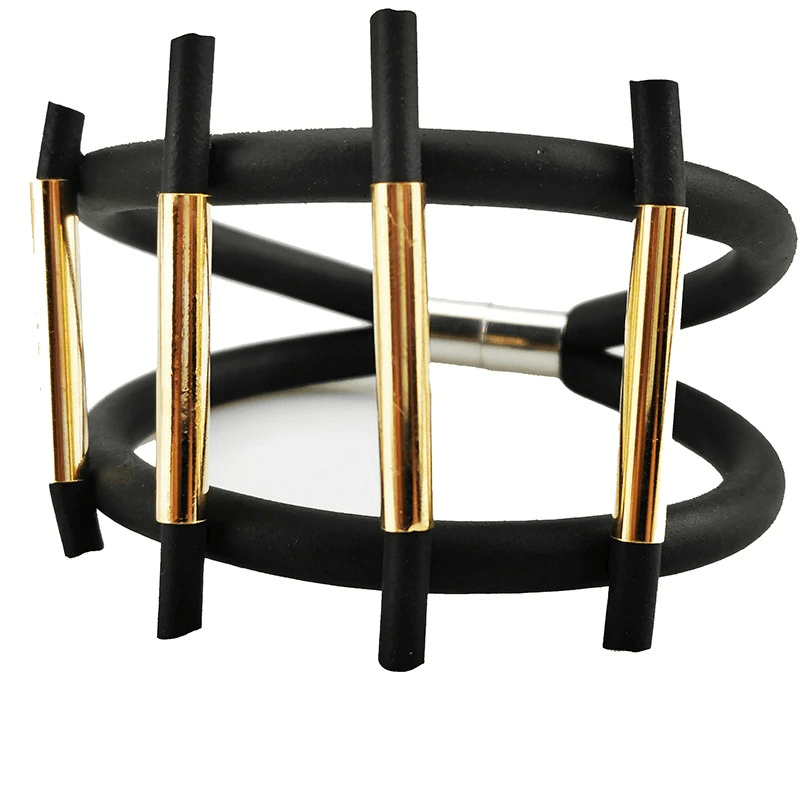 Black Color Charm Bracelets With Magnetic Clasp / Punk Style Rubber Wide Bracelets