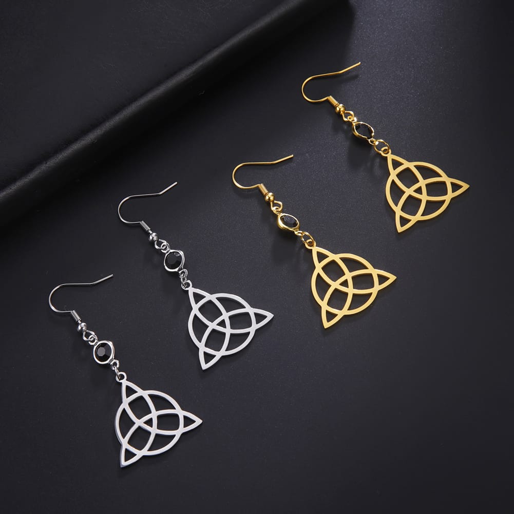 Mystical Triquetra Amulet Drop Earrings