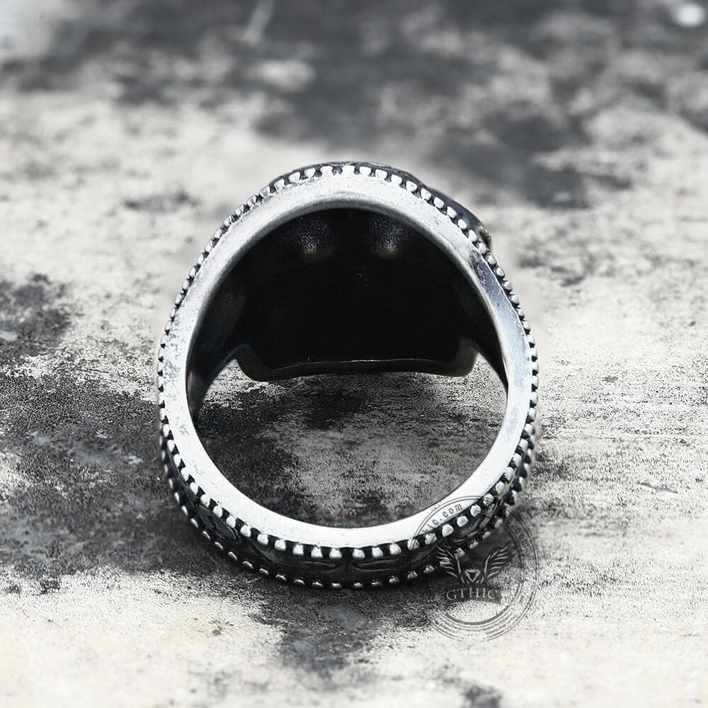Mandala Flower Copper Sterling Silver Skull Ring