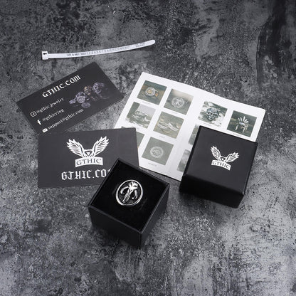 Mandalorian Symbol Sterling Silver Skull Ring