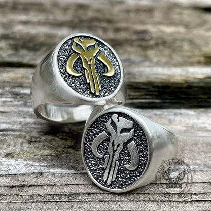 Mandalorian Symbol Sterling Silver Skull Ring