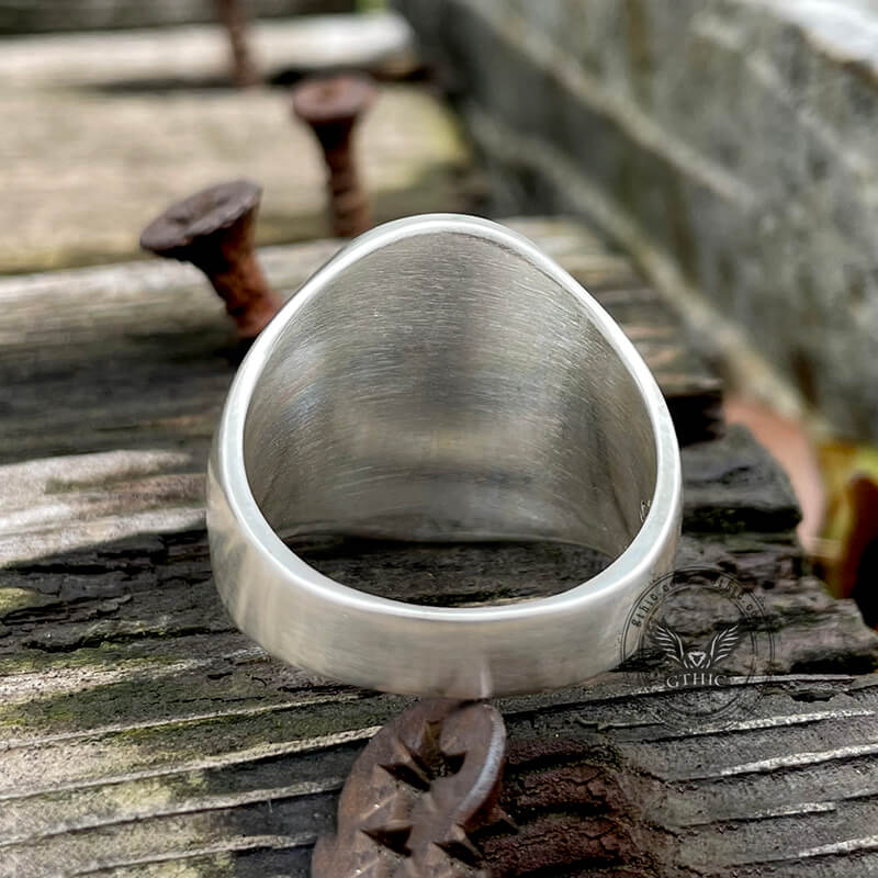 Mandalorian Symbol Sterling Silver Skull Ring