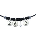 Dragonweave Marathon Necklace Silver Plated 26.2 Black Leather Handmade Marathon Necklace