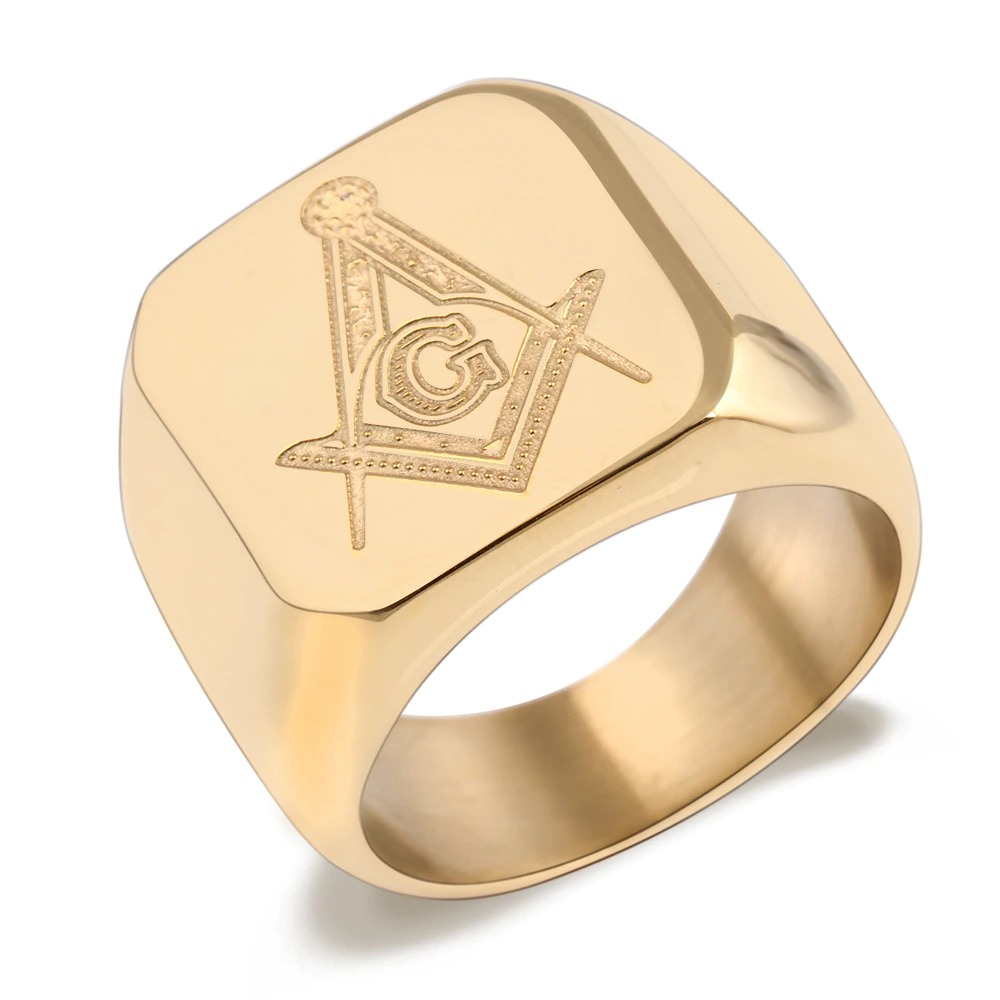 Masonic Ring for and / Stainless Steel Signet Ring in Punk Style