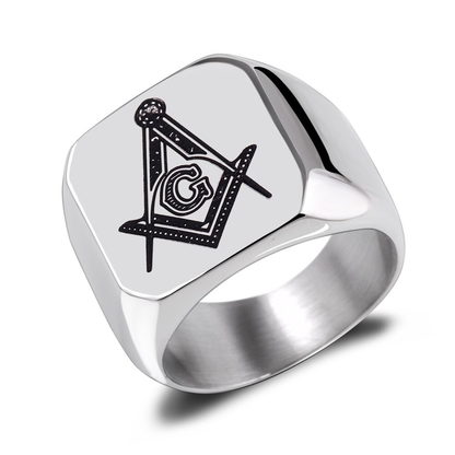 Masonic Ring for and / Stainless Steel Signet Ring in Punk Style