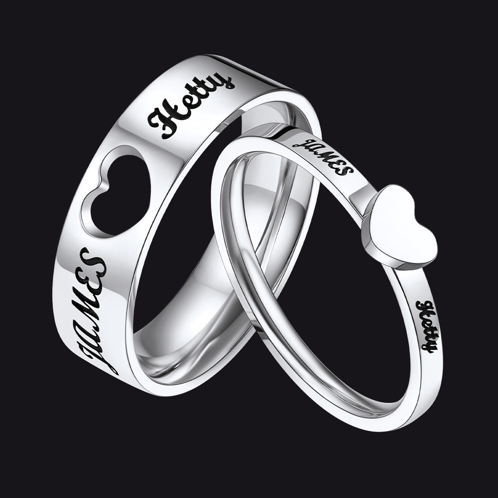 Personalized His and Hers Matching Promise Rings for Couple