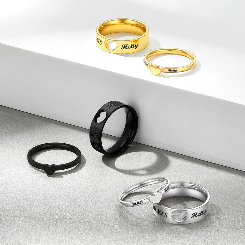 Personalized His and Hers Matching Promise Rings for Couple