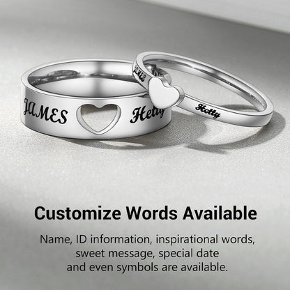 Personalized His and Hers Matching Promise Rings for Couple