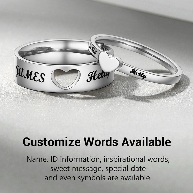 Personalized His and Hers Matching Promise Rings for Couple