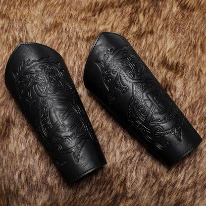 Medieval Retro Dragon Embossed Pu Leather Bracers