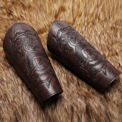 Medieval Retro Dragon Embossed Pu Leather Bracers