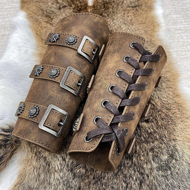 Medieval Retro Knight Adjustable Pu Leather Bracers