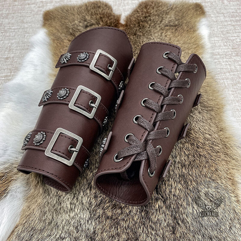 Medieval Retro Knight Adjustable Pu Leather Bracers