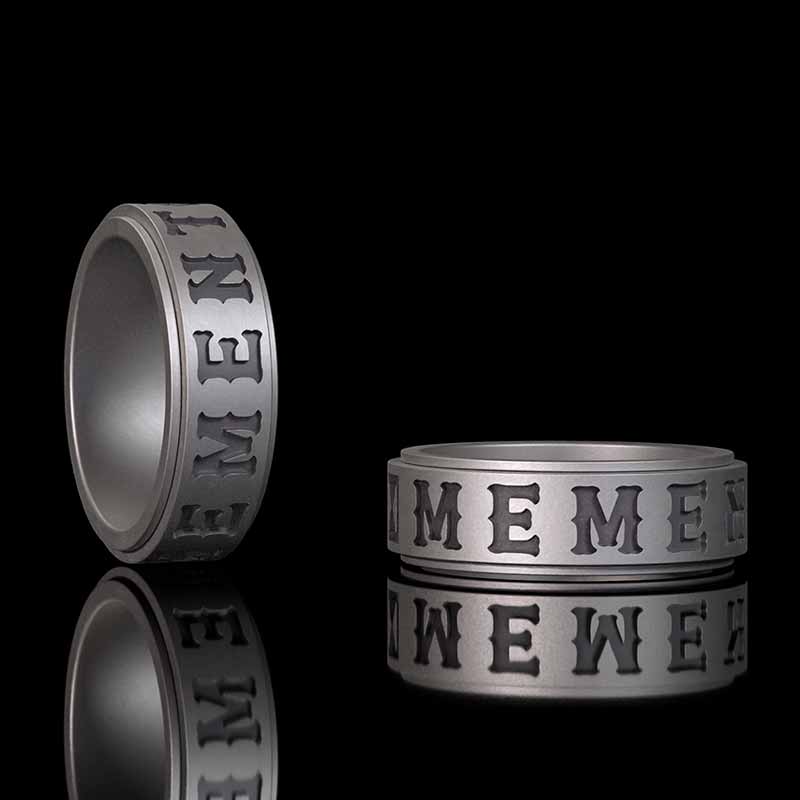 Memento Mori Letters Skull Sterling Silver Ring
