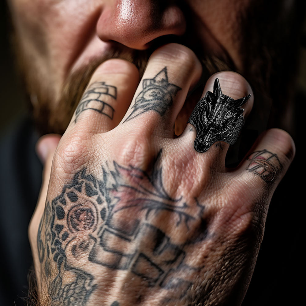 Punk Dragon Head Stainless Steel Ring for