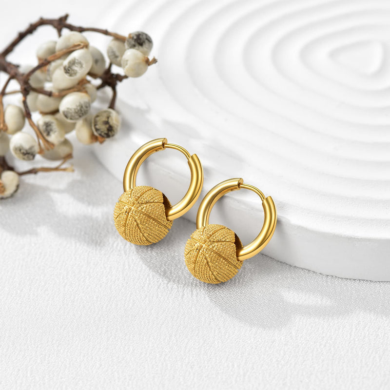 Basketball Dangle Hoop Earrings for