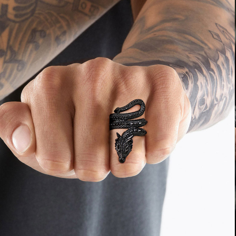 Punk Coiled Dragon Stainless Steel Ring for