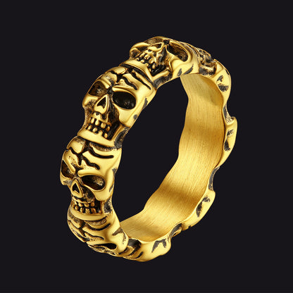 Punk Skull Statement Band Ring for in Stainless Steel