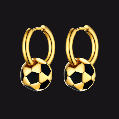 Sport 3d Soccer Hoop Earrings for