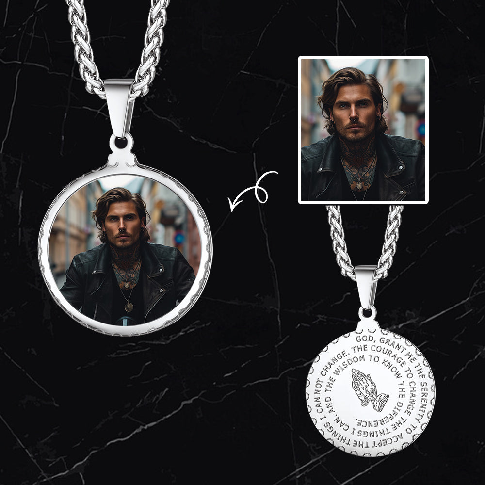 Personalized Lords Praying Hands Medal Necklace With Picture