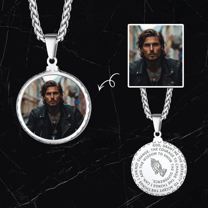Personalized Lords Praying Hands Medal Necklace With Picture