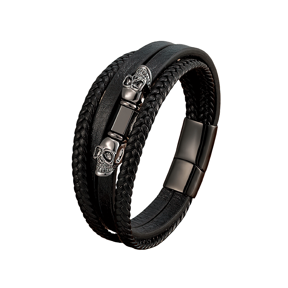 Multilayer Faux Leather Bracelets With Skeleton / Bracelet With Magnet Clasp