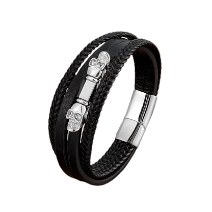 Multilayer Faux Leather Bracelets With Skeleton / Bracelet With Magnet Clasp