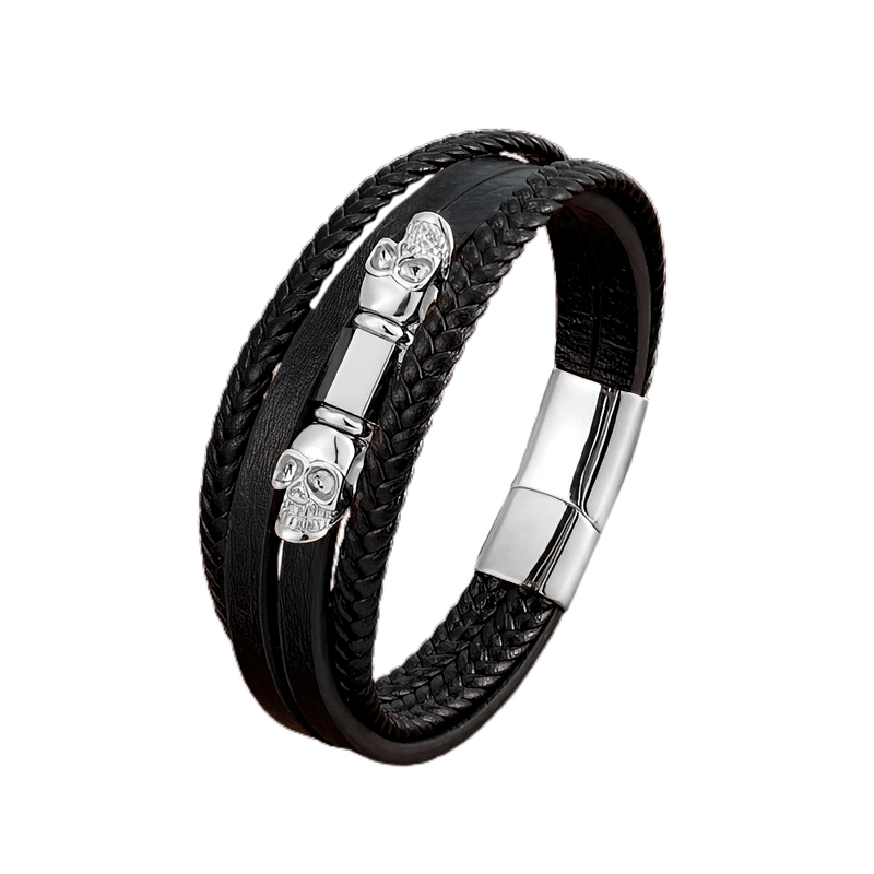 Multilayer Faux Leather Bracelets With Skeleton / Bracelet With Magnet Clasp