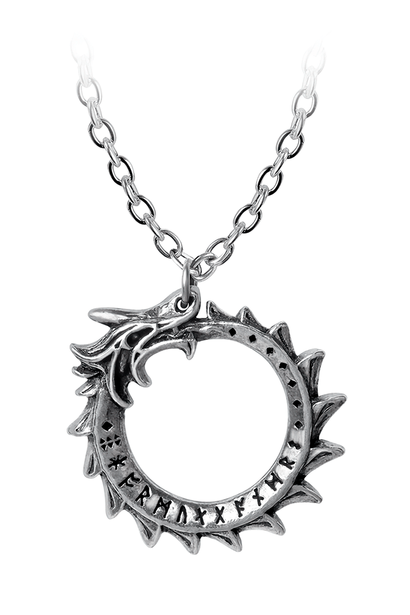 Mini Jormungand Ouroboros Pendant With Norse Symbol
