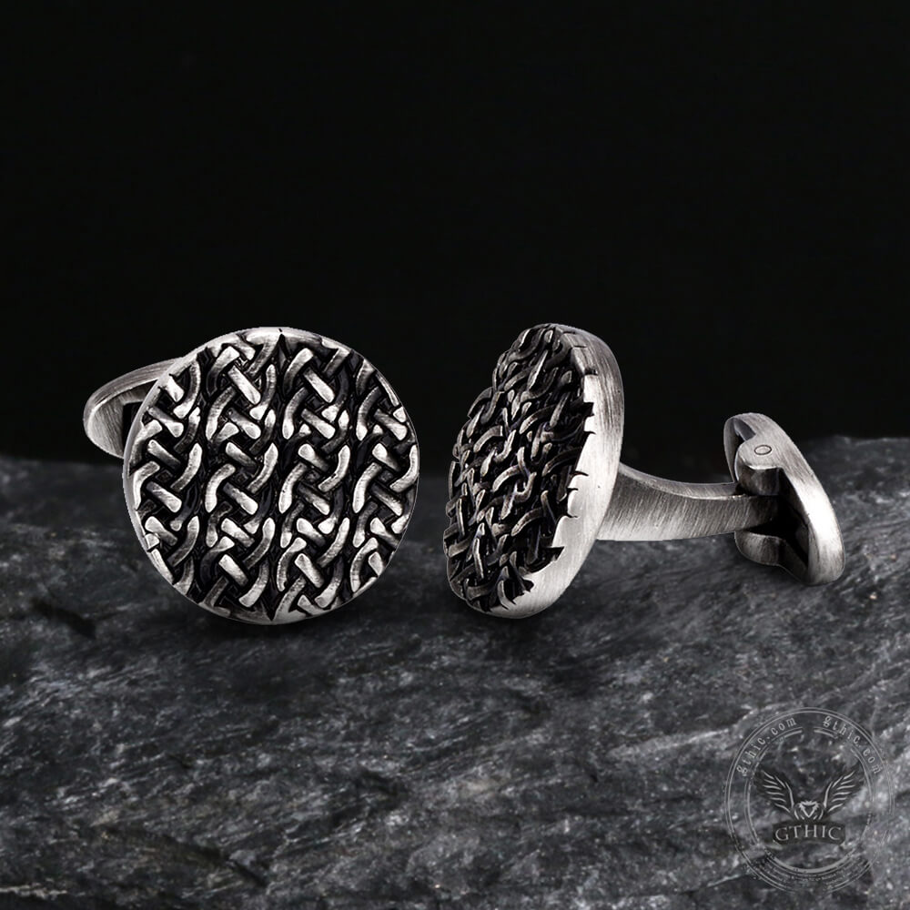 Minimalist Cross Pattern Brass Whale Back Cufflinks