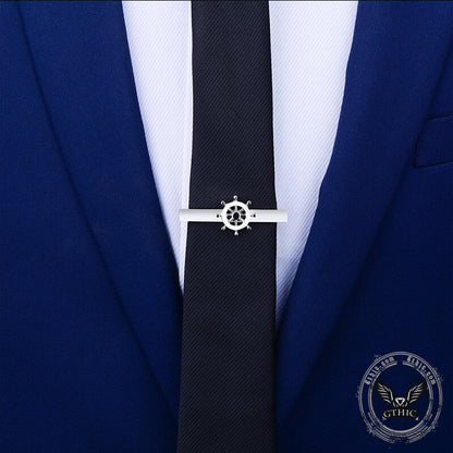 Minimalist Rudder Design Brass Tie Clip