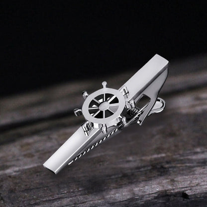 Minimalist Rudder Design Brass Tie Clip