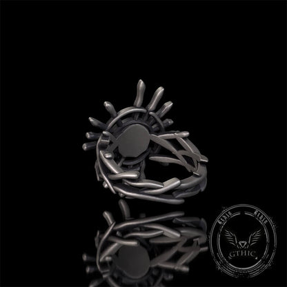 Monster Skull Sun God Sterling Silver Thorns Gothic Ring