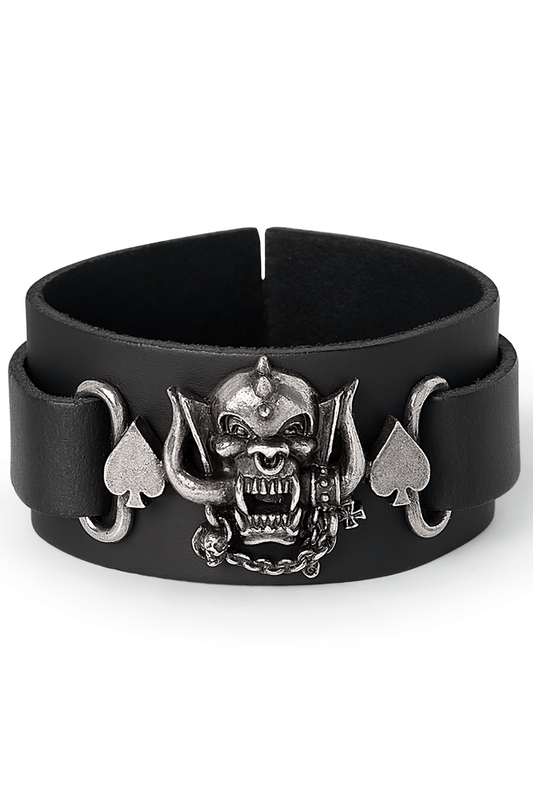 Motörhead Warpig Leather Bracelet With Spade Accents