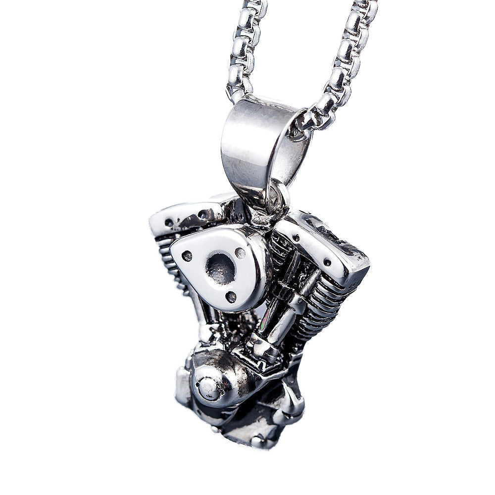 Motorcycle Engine Pendant / Biker Chain Necklace for and / Stainless Steel Jewelry