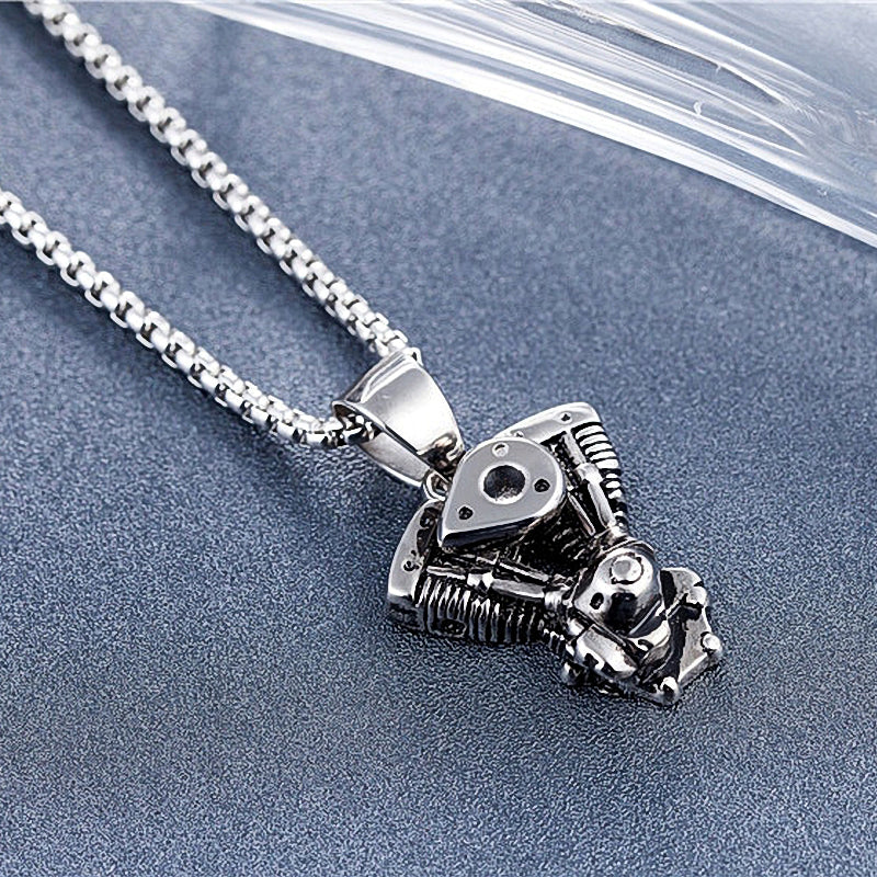 Motorcycle Engine Pendant / Biker Chain Necklace for and / Stainless Steel Jewelry