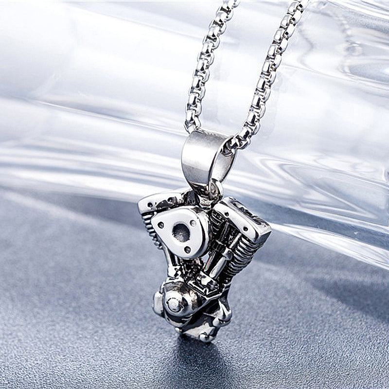 Motorcycle Engine Pendant / Biker Chain Necklace for and / Stainless Steel Jewelry