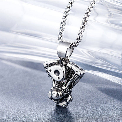 Motorcycle Engine Pendant / Biker Chain Necklace for and / Stainless Steel Jewelry