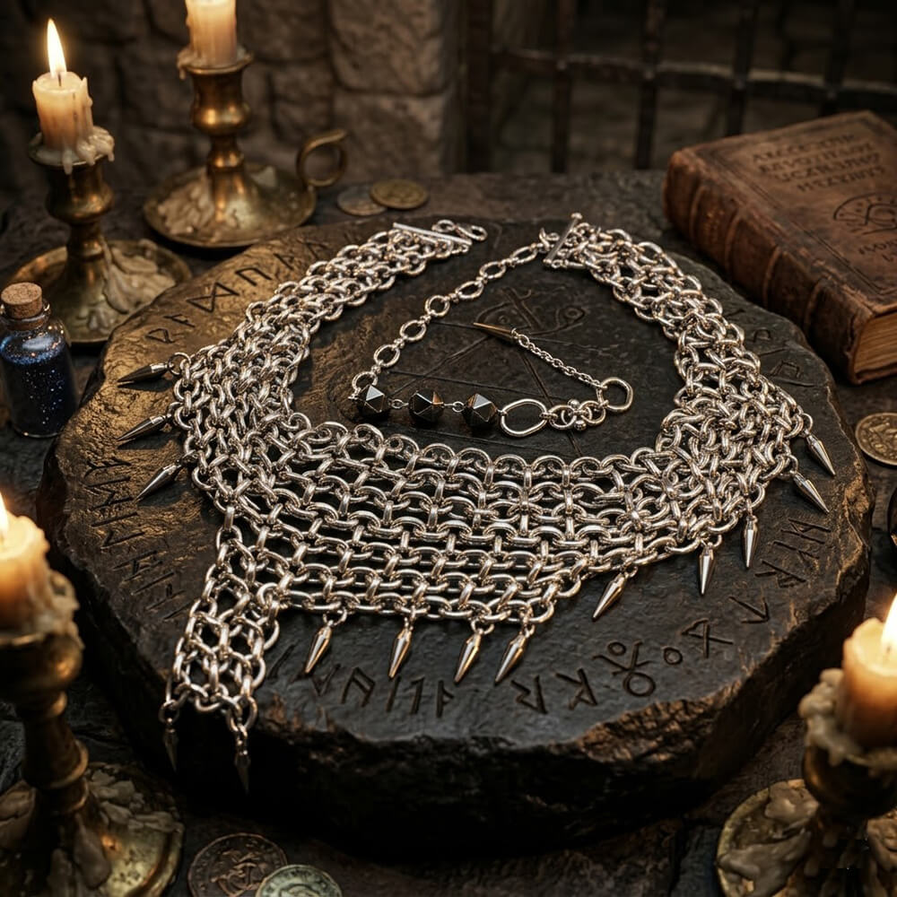 Multi-layered Studded Punk Stainless Steel Clavicle Necklace