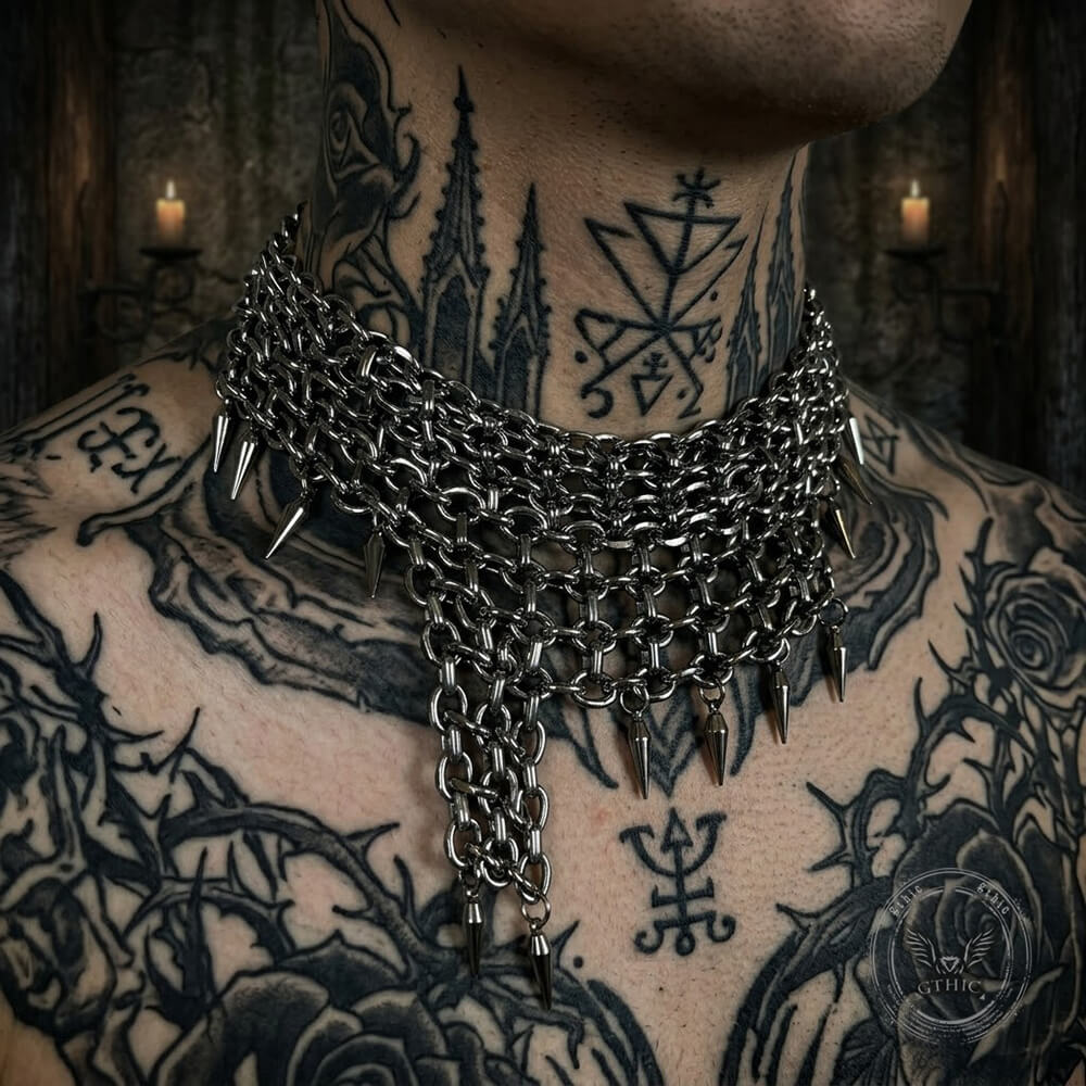 Multi-layered Studded Punk Stainless Steel Clavicle Necklace