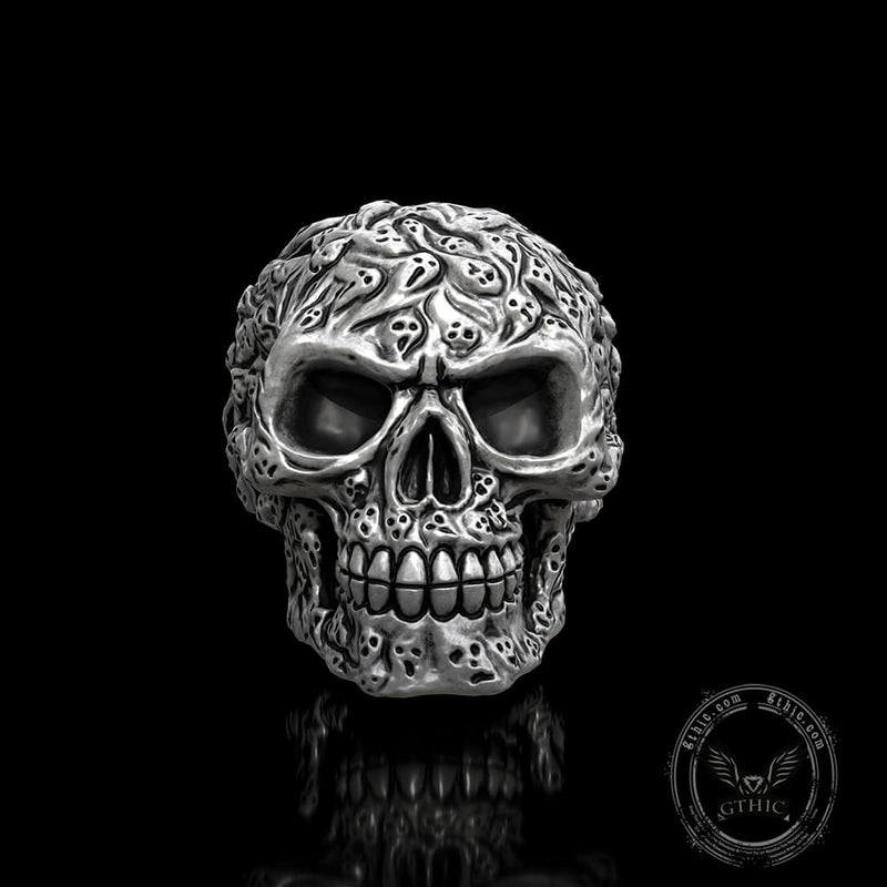 Multi Ghost Sterling Silver Skull Ring