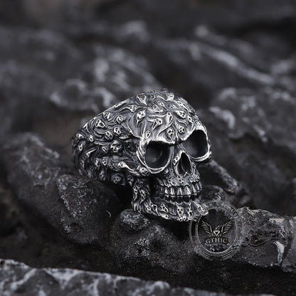 Multi Ghost Sterling Silver Skull Ring
