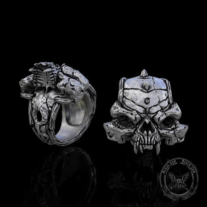 Mysterious Alien Sterling Silver Skull Ring