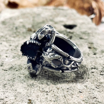 Mysterious Alien Sterling Silver Skull Ring