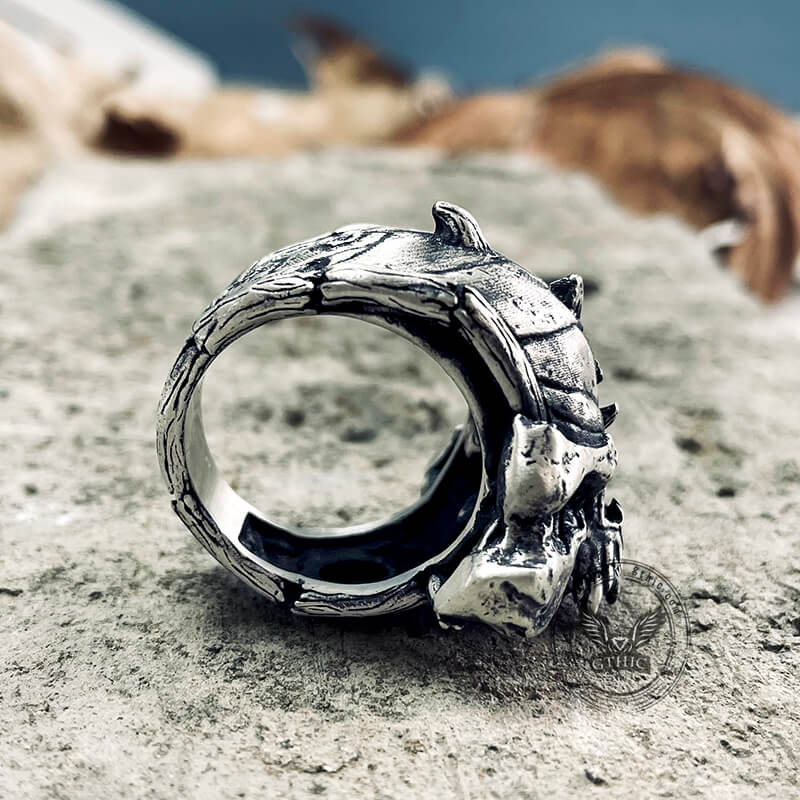 Mysterious Alien Sterling Silver Skull Ring
